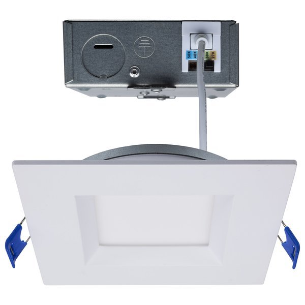 12W LED Low Profile Regress Baffle Downlight - 4 Inch - Remote Driver - CCT - Square - White - 120V, Satco, Mfr#: S11871